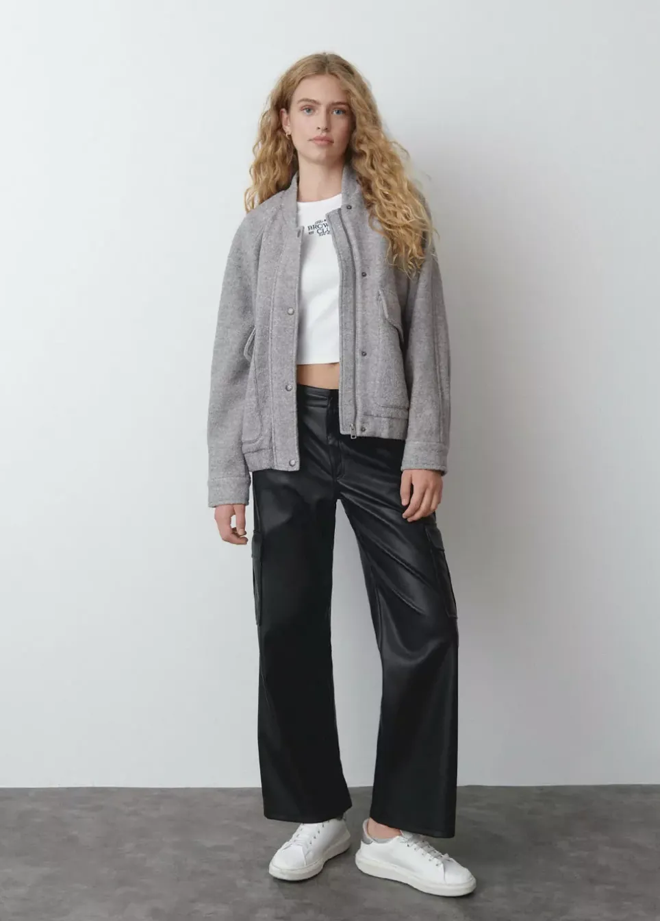 Bomber Bolsillos Delanteros Con Lana