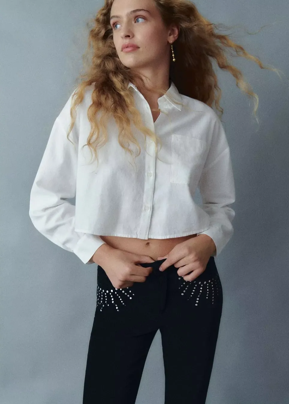 Camisa Cropped Lisa Bolsillo
