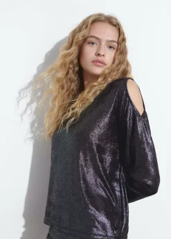 Camiseta Apertura Hombros Brillo