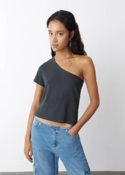 Camiseta Asimetrica Manga Corta Antracita