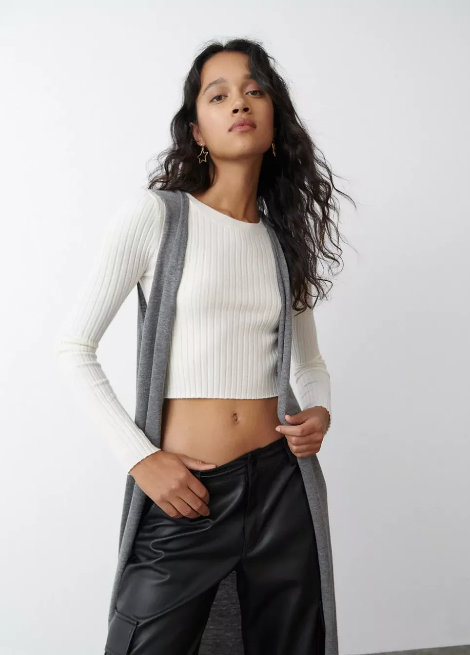 Chaleco Largo Punto Liso