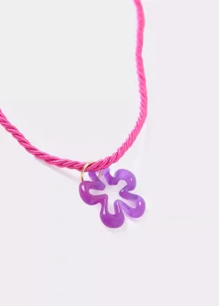 Collar Algodon Flor Resina