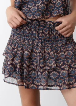 Falda Estampado Indio Volantes Lurex