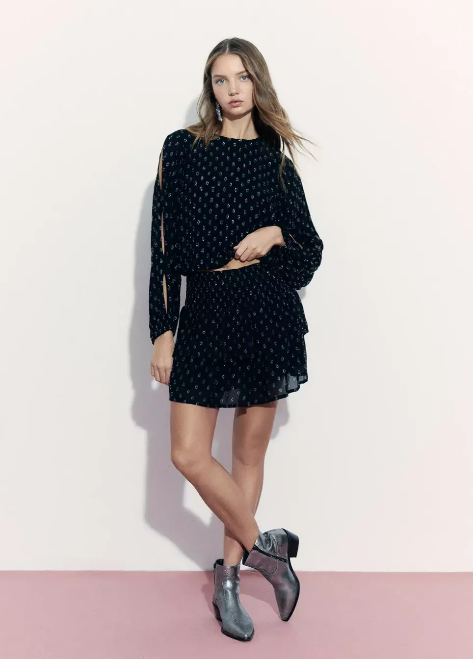 Falda Gomas Volantes Dobby