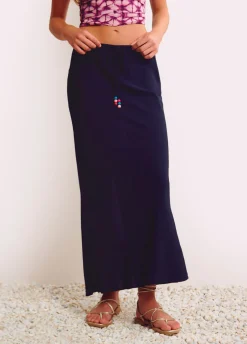 Falda Larga Lisa Detalle Abalorio