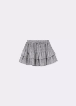 Falda Volantes Tejido Plateado