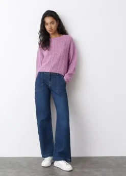 Jersey Calado Cuello Redondo Rosa