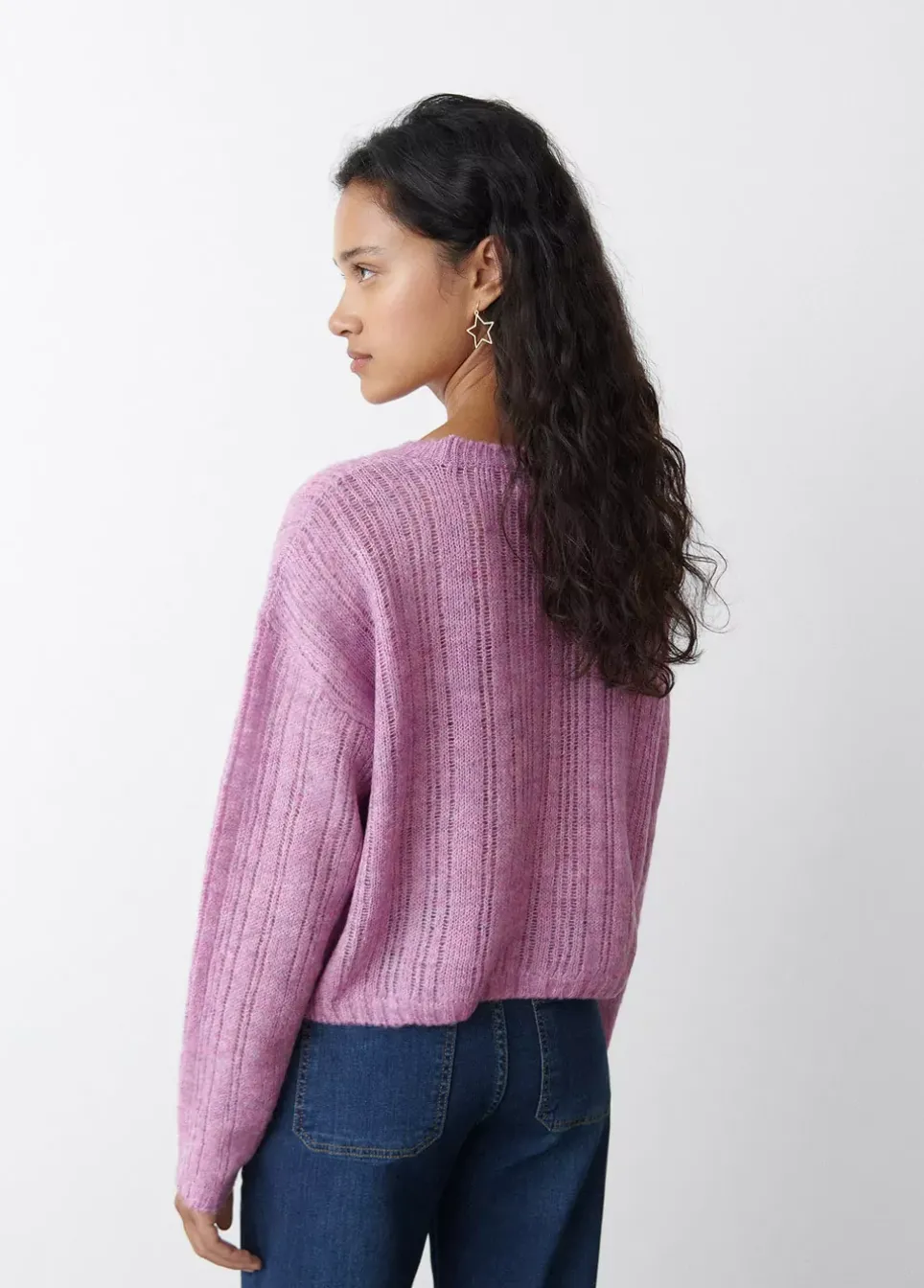 Jersey Calado Cuello Redondo Rosa