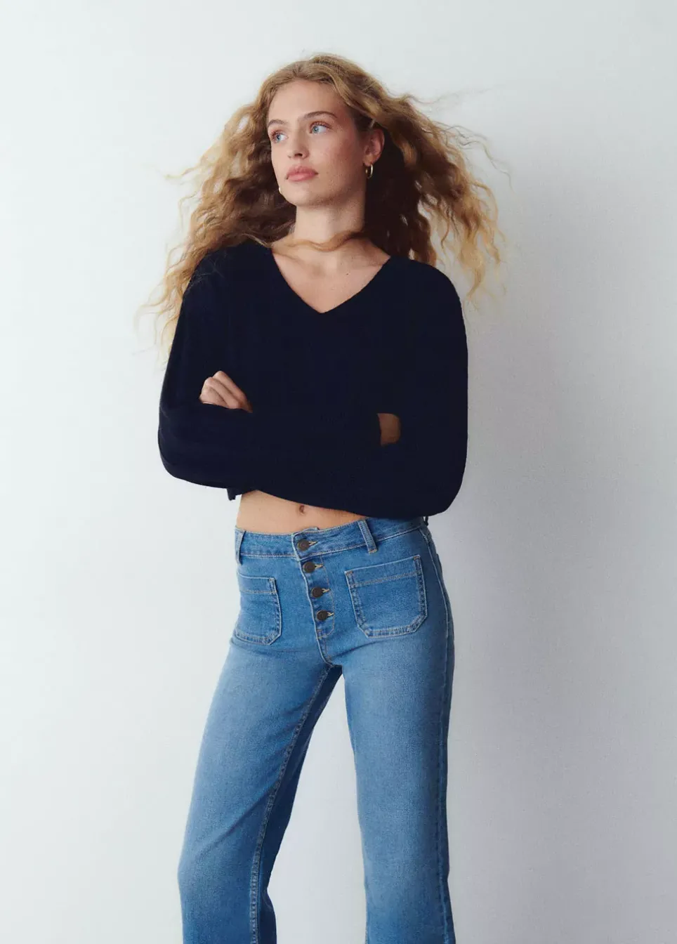 Jersey Cropped Cuello Pico