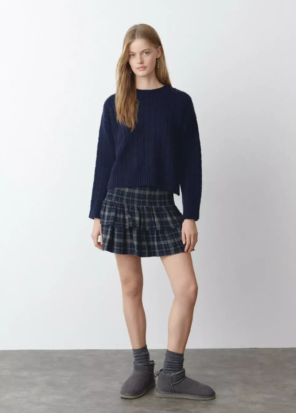 Jersey Trenzas Cuello Redondo Marino