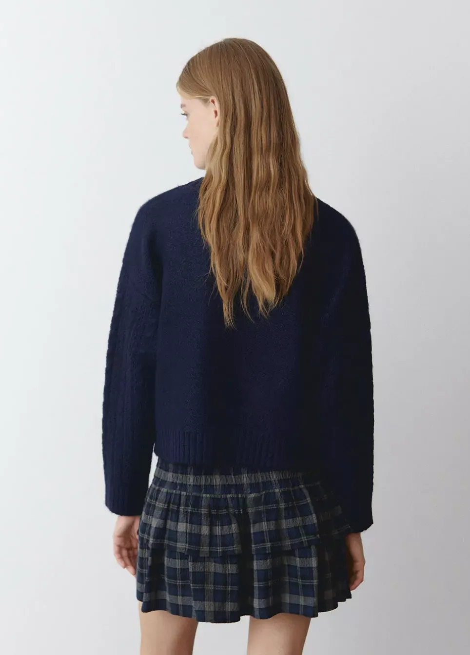 Jersey Trenzas Cuello Redondo Marino