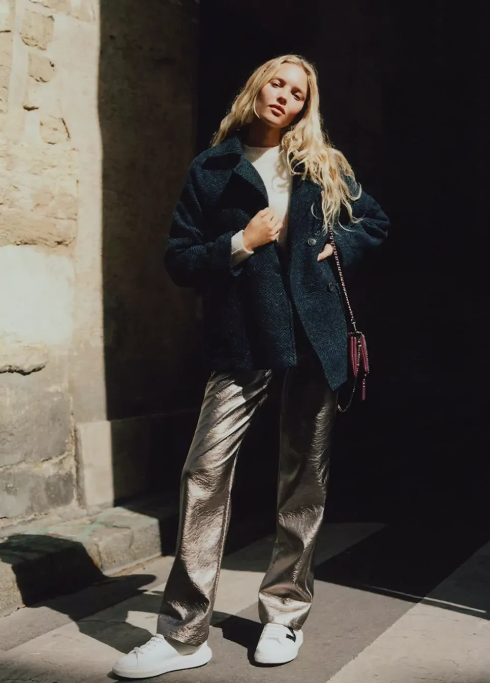 Pantalon Metalizado Efecto Piel