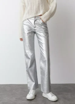 Pantalon Metalizado Efecto Piel