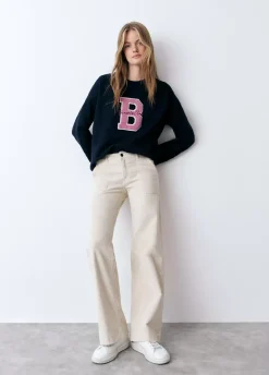 Pantalon Pana Culotte Bolsillo Frontal