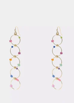 Pendientes Largo Cinco Aros Piedras