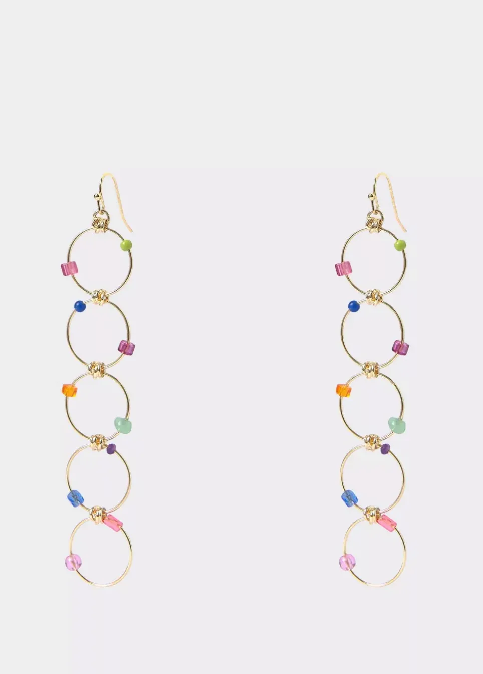 Pendientes Largo Cinco Aros Piedras