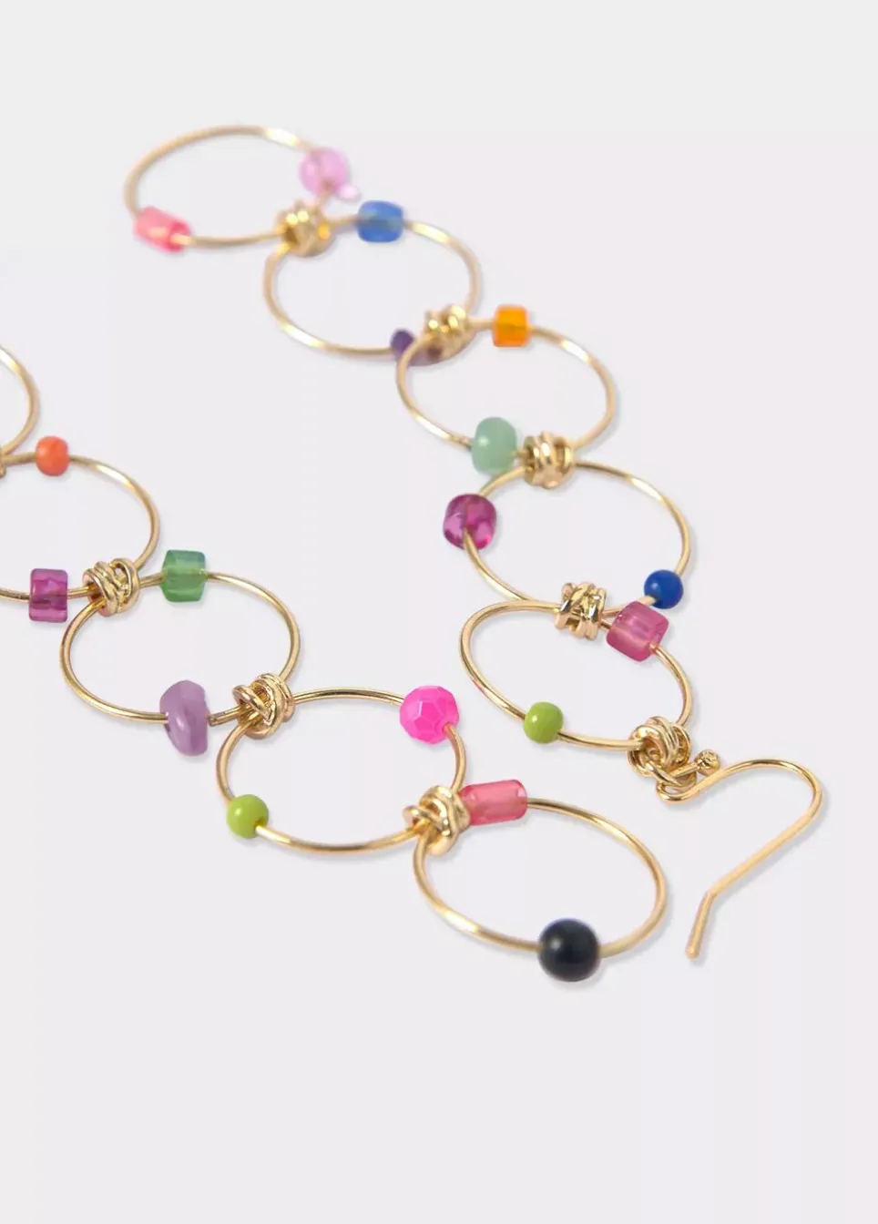 Pendientes Largo Cinco Aros Piedras