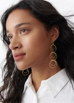 Pendientes Largos Tres Aros Dobles