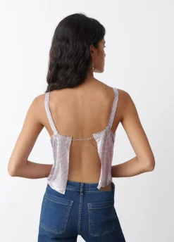 Top Malla Metalica Malva