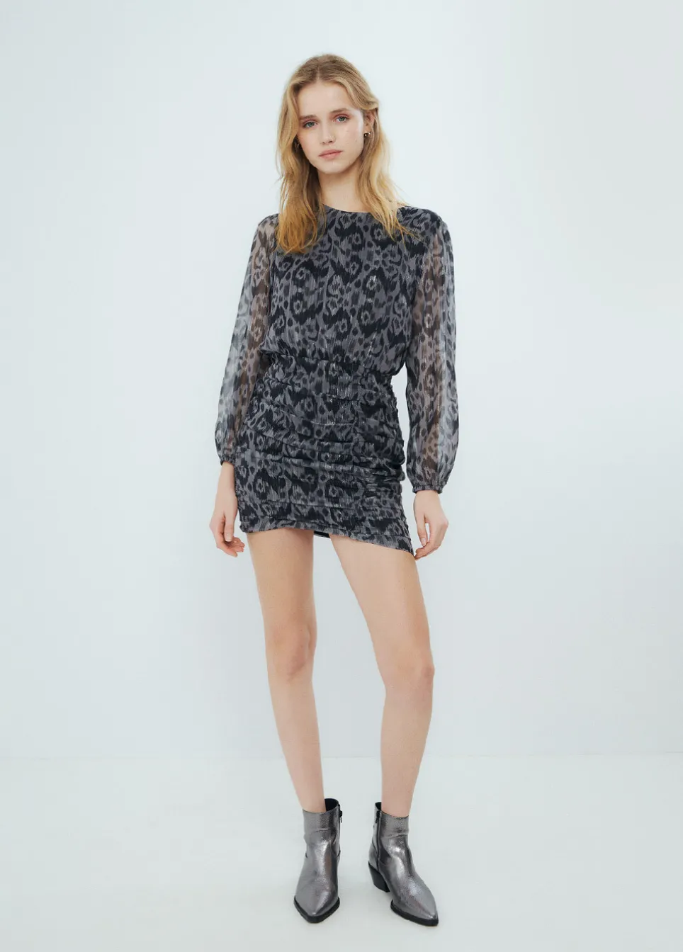 Vestido Drapeado Estampado Ikat