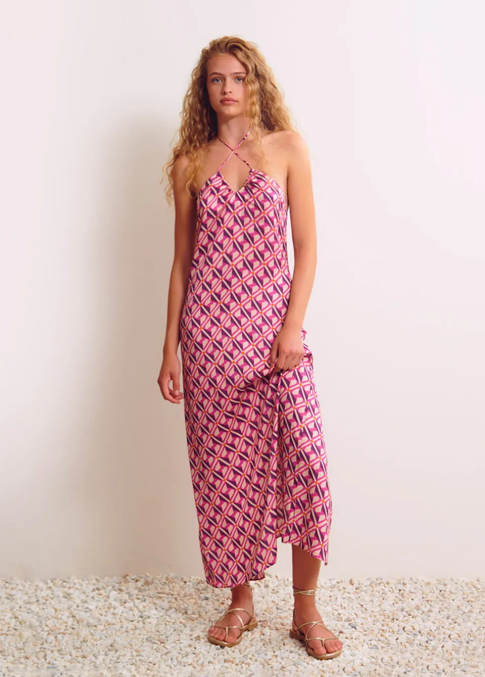 Vestido Halter Estampado Pop