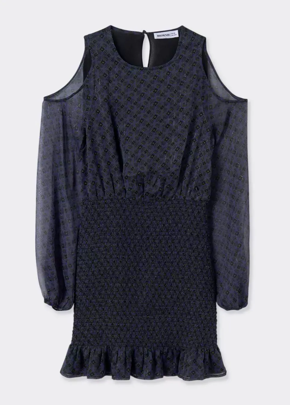 Vestido Hombros Cut Out Falda Smock